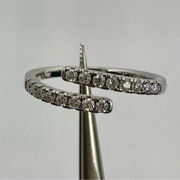 Ring Jewelry - Moissanite Diamond Band Split Half Eternity Stackable Ring 18k Plated Adjustable
